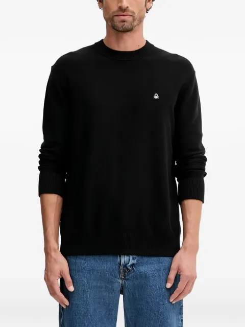 Benetton knitted logo jumper Black 1V4KU10AF