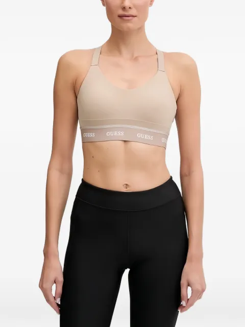 GUESS USA logo-underband cross-back bra Neutrals V5BP02K1942