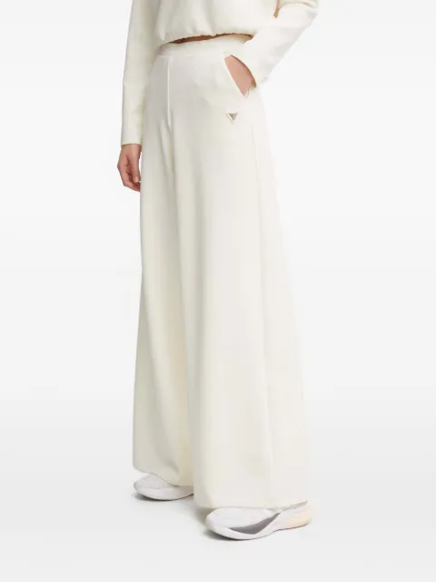 GUESS USA logo-plaque wide-leg trousers White V4YB07KCAY2