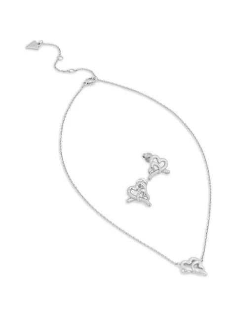 GUESS USA interlocking heart earrings and necklace (set of two) Silver JUBS06010JW