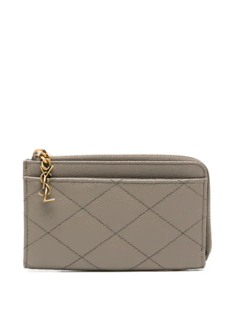 Saint Laurent Cassandre diamond-quilted card holder Grey 862430AAGA8