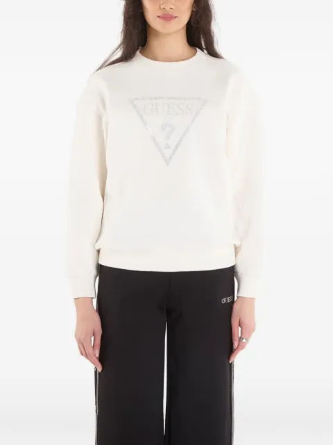 GUESS USA logo-studded cotton sweatshirt White W6RQ16KB681