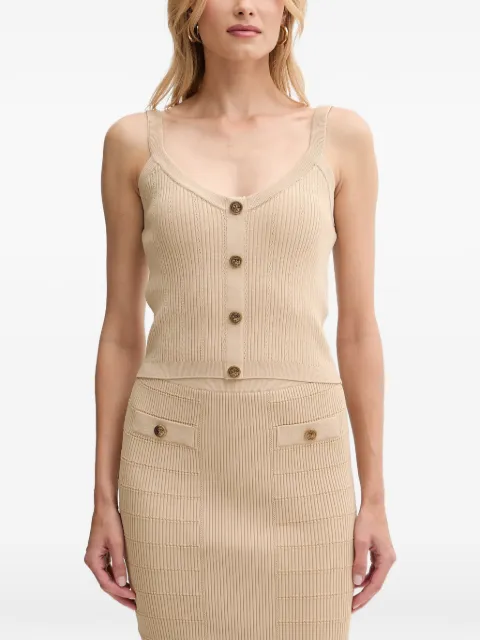 GUESS USA Emmie button ribbed top Neutrals W5YR10Z0130