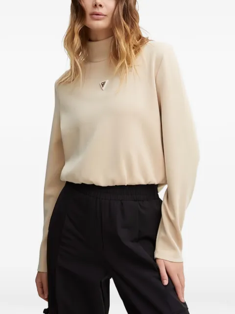 GUESS USA high-neck logo-plaque sweatshirt Neutrals V4YQ05KCAY2