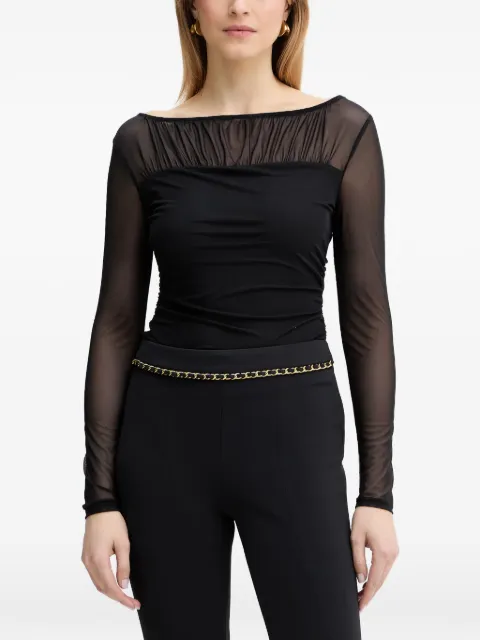 GUESS USA Kadelyn gathered-detail long-sleeve top Black W6RP04KBAH2