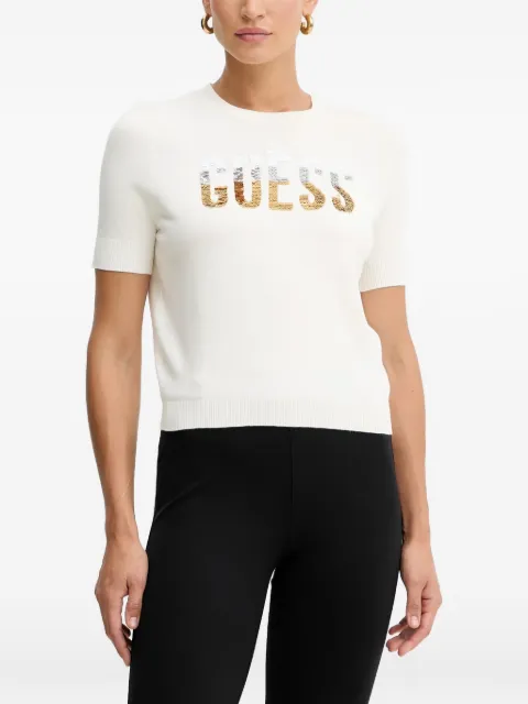 GUESS USA logo-embellished T-shirt Neutrals W5YR25Z2NQ2