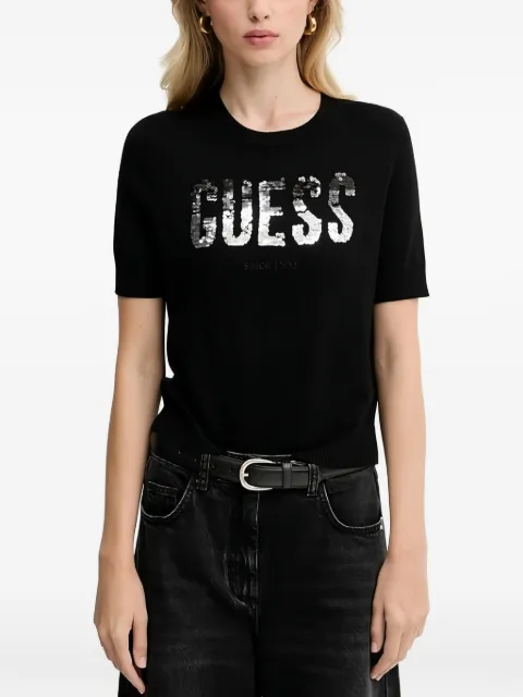 GUESS USA sequin short-sleeve T-shirt Black W5YR25Z2NQ2