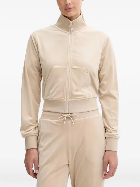 GUESS USA rhinestone-detail zip-up sweatshirt Neutrals V3BQ22K0232