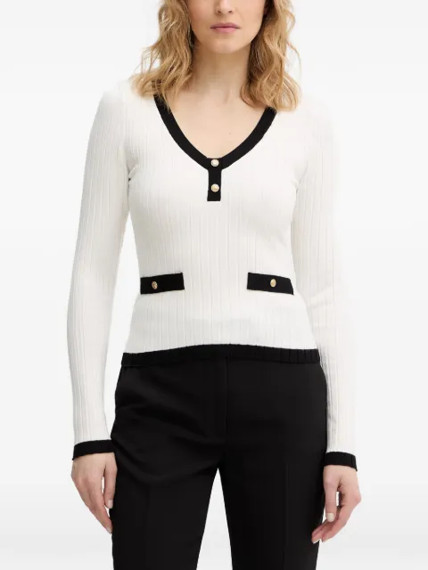 GUESS USA contrast-trim V-neck sweater White W6RR26Z3HP2