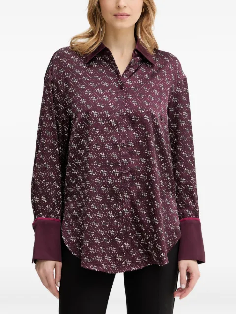 GUESS USA monogram-print button-up shirt Purple W4YH47WF1T2