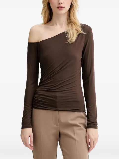 GUESS USA Kassade one-shoulder long-sleeve top Brown W6RP02KC1J2