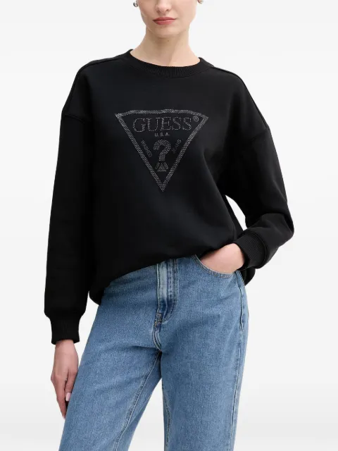 GUESS USA embellished-logo sweatshirt Black W6RQ16KB681