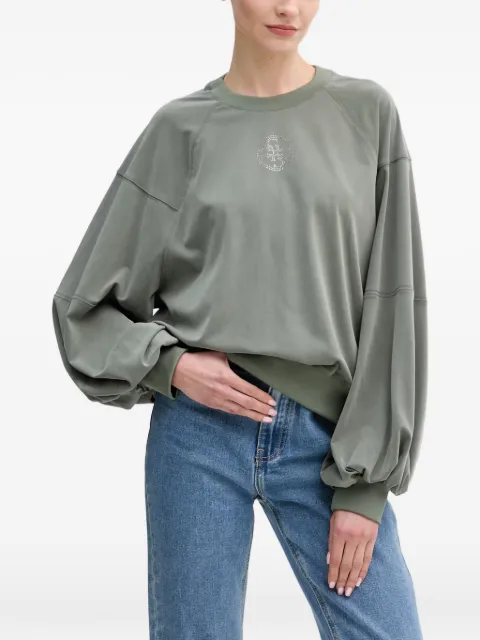 GUESS USA 4G embellished balloon-sleeve sweatshirt Green W6RQ13KD332