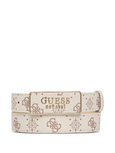 GUESS USA monogram-print logo-plaque belt Neutrals BW9335P6130