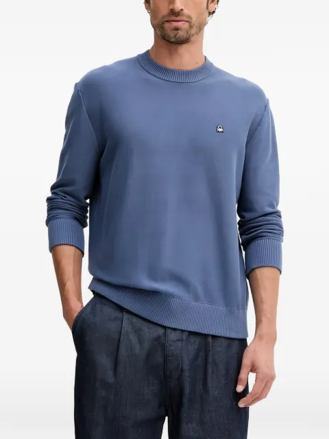 Benetton logo round-neck jumper Blue 1V4KU10AF
