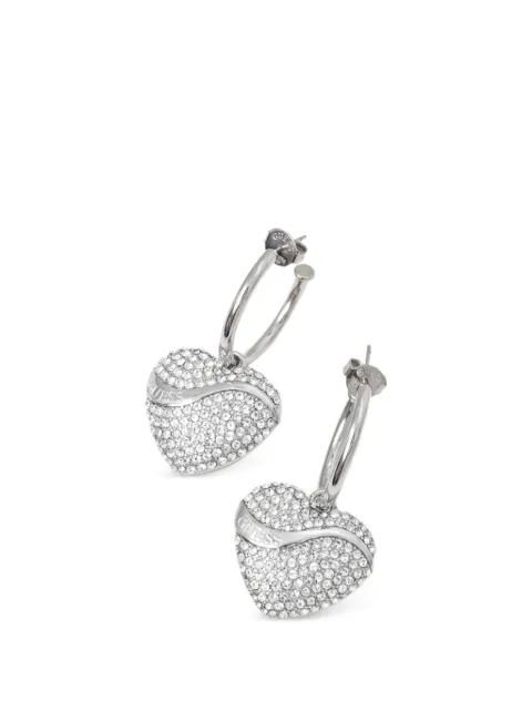 GUESS USA crystal-embellished heart-pendant earrings Silver JUBE04495JW