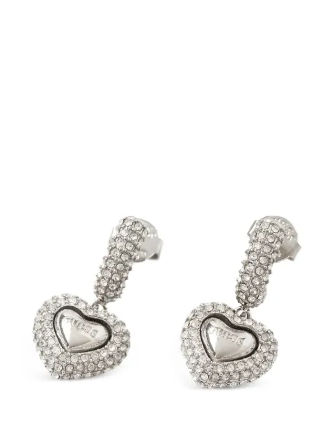 GUESS USA crystal-embellished heart-pendant earrings Silver JUBE05021JW