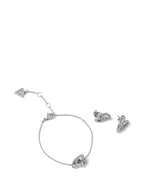 GUESS USA Beloved heart-embellished necklace and earrings set Silver JUBS06000JW