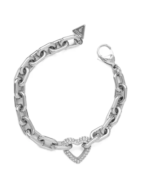 GUESS USA Beloved crystal-embellished heart-pendant bracelet Silver JUBB05016JW