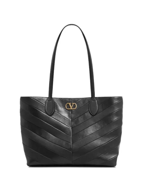 Valentino Garavani Jean medium shopping bag in nappa with chevron motif Black WB0T79KID