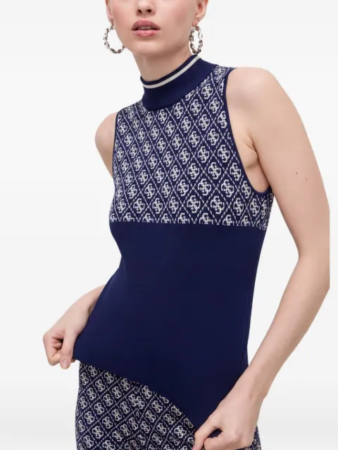 GUESS USA monogram-pattern tank top Blue W3YR26Z37K0