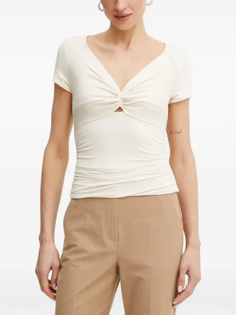 GUESS USA twist-front ruched T-shirt Neutrals W5GP15KACM2