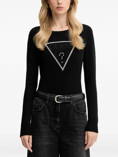 GUESS USA Kiara embellished-logo sweater Black W5YR23Z2NQ2