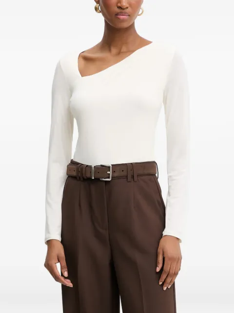 GUESS USA asymmetric-neck long-sleeved top Neutrals W6RP03KACM2