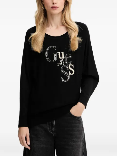 GUESS USA embroidered long-sleeved T-shirt Black W5YR22Z2NQ2
