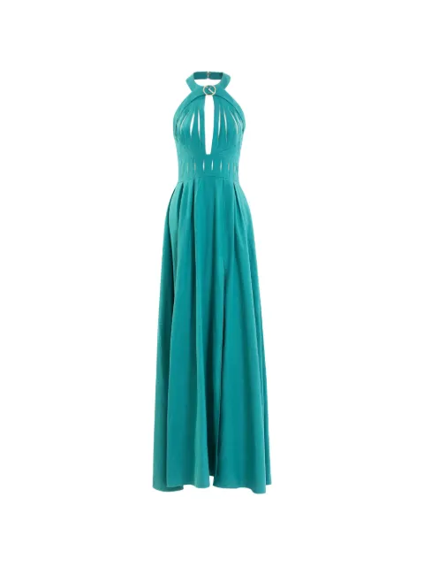 Saiid Kobeisy vertical cut-out ring-detail maxi dress Green RTDWSS26LD015