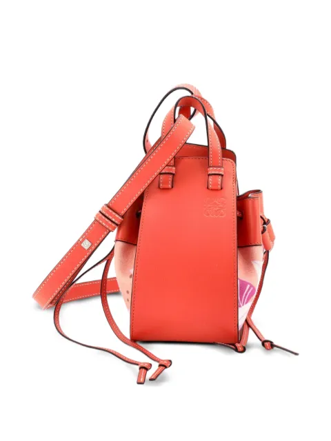 Loewe Pre-Owned Hammock Bag Leather and Printed Canvas Mini crossbody bag Pink 8D3L56DZUU87LS9X