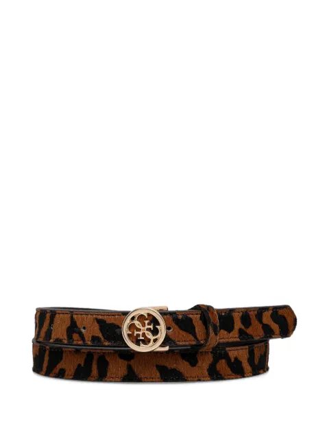 GUESS USA leopard-print logo-plaque belt Brown BW9305P5420