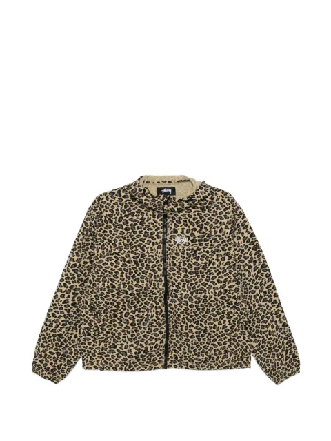 Stüssy cheetah-print logo jacket Neutrals 115900