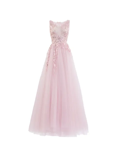 Saiid Kobeisy embroidered gathered tulle maxi dress Pink RTEVSS26LD061