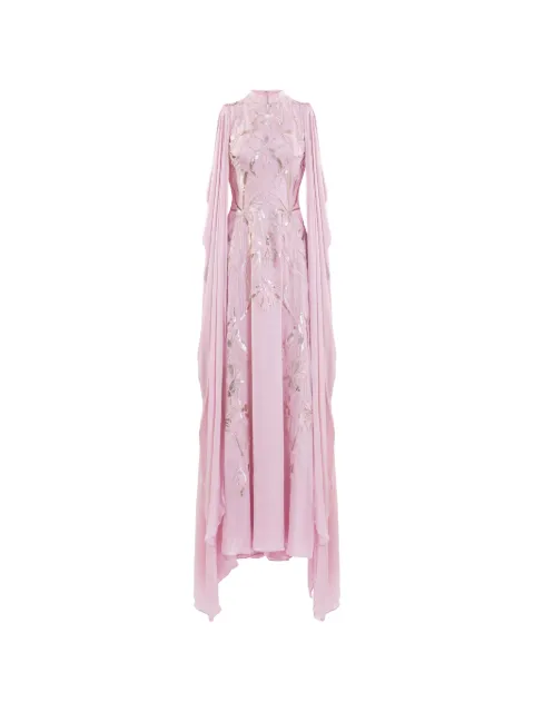 Saiid Kobeisy crepe georgette draped sleeves maxi dress Pink RTEVSS26LD060