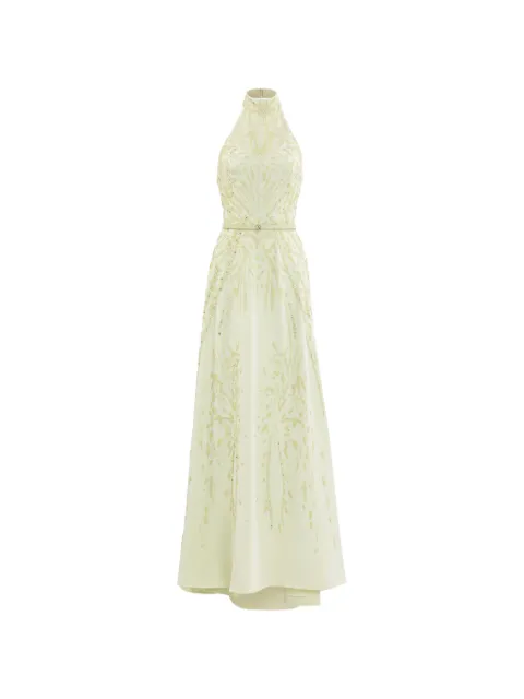 Saiid Kobeisy halter-neck embroidered crepe maxi dress Green RTEVSS26LD048