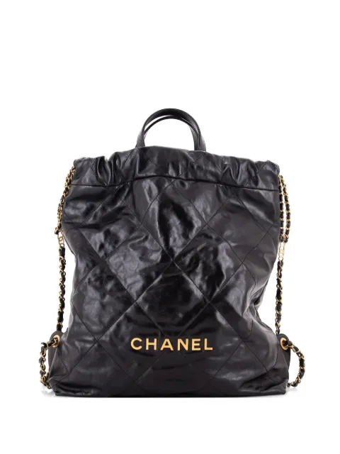 CHANEL Pre-Owned 22 Chain Quilted Calfskin Medium backpack Black 3TCYVR2EJ4DFTTNS