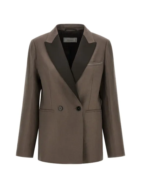 Peserico double-breasted peak-lapels blazer Brown A012142606C51C