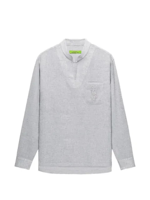 Shanghai Tang V-neck shirt Grey Z2MRB340GL