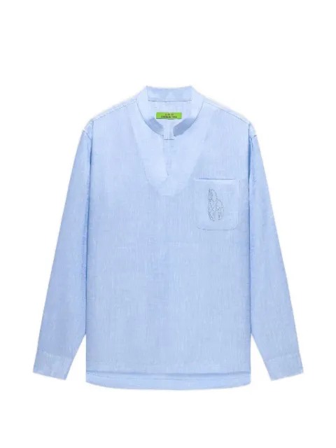 Shanghai Tang V-neck shirt Blue Z2MRB340PT