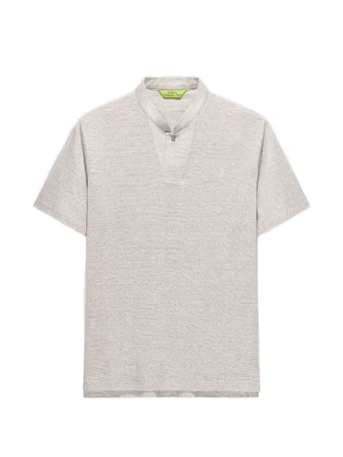 Shanghai Tang mandarin-collar polo shirt Neutrals Z3MRG340AJ