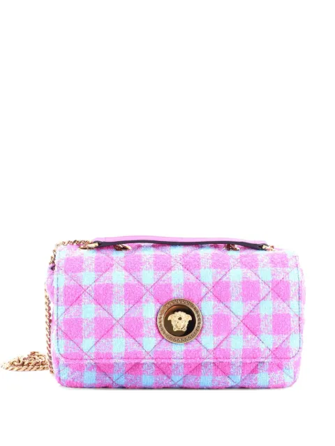 Versace Pre-Owned Medusa Icon Chain Flap Bag Quilted Tweed East West shoulder bag Pink DKT2HR14TYM28HWX