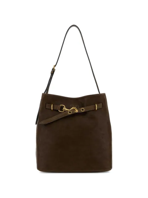 Miu Miu Aventure logo-debossed buckle-strap shoulder bag Brown 5BE1012BBL