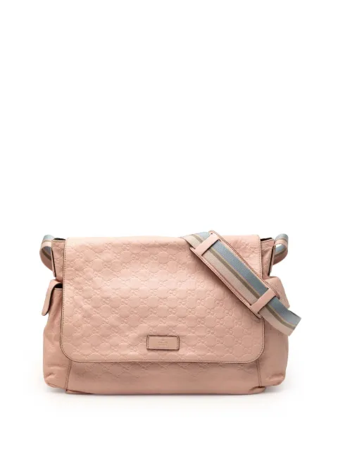 Gucci Pre-Owned 2000-2015 Guccissima Web Flap Diaper Bag crossbody bag Pink ZTRO0KEY3ZHXUQBR