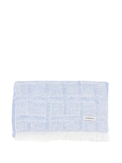 Emporio Armani checked fringed scarf Blue EW004574AF25410UB044