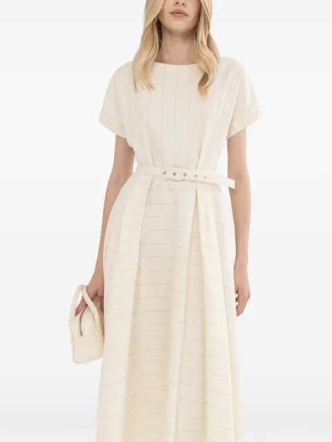 NISSA striped cotton midi dress Neutrals RZ16473WHITE