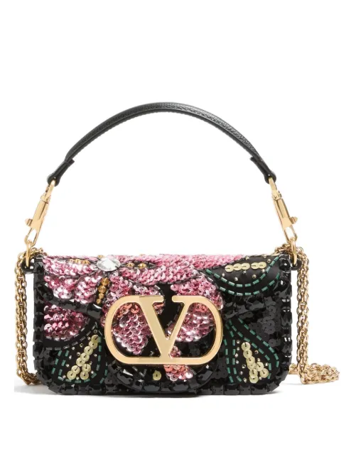 Valentino Garavani Locò small embroidered shoulder bag Black WB0K53DLF