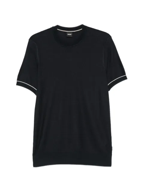 BOSS contrast-trim short-sleeve sweater Black 50560482