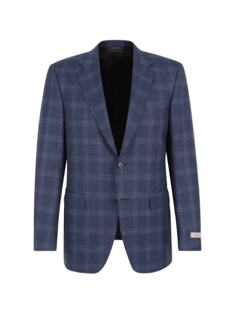Canali check single-breasted blazer Blue 12280CF06020