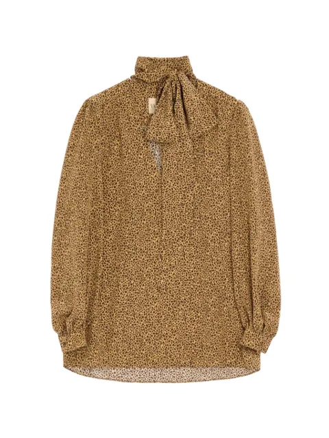Valentino Garavani crepe de chine shirt with fauve eclat micromacula print Neutrals BAB8K2ACR